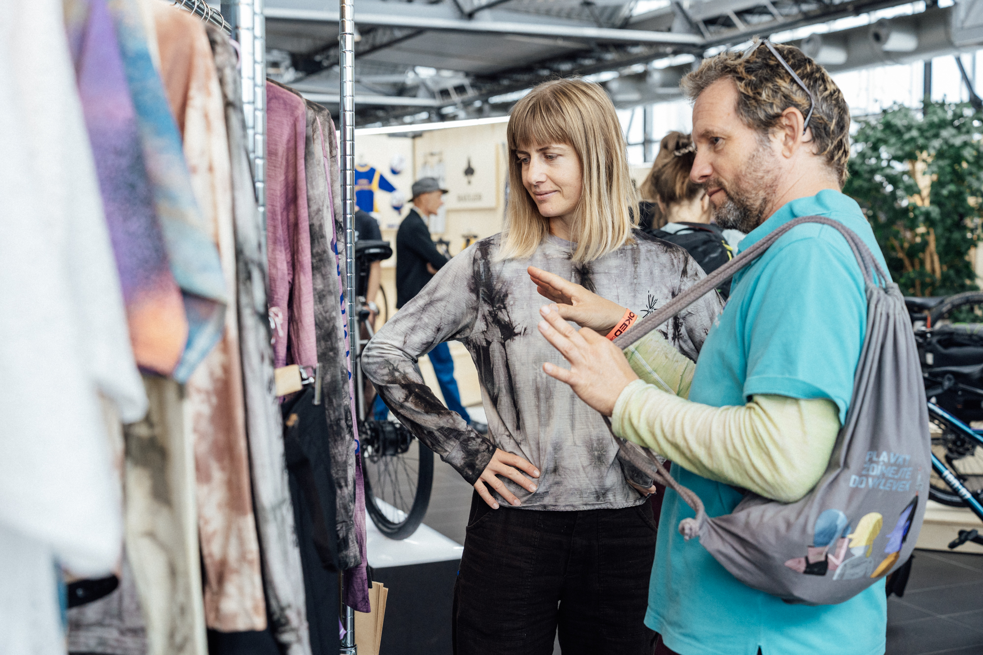 Visitors browsing cycling clothing at BESPOKED Dresden 2026