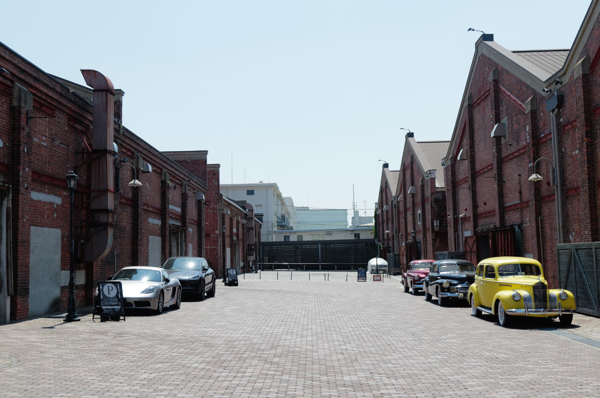 The red-brick warehouse street at the GLION venue in Osaka